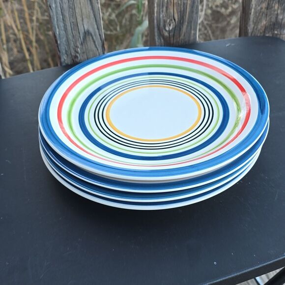 Pfaltzgraff Morocco Plate Set – Artisan Stoneware with Bold Stripes - Picture 1 of 8